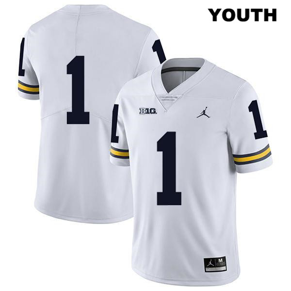 Youth NCAA Michigan Wolverines Ambry Thomas #1 No Name White Jordan Brand Authentic Stitched Legend Football College Jersey XX25U75NY